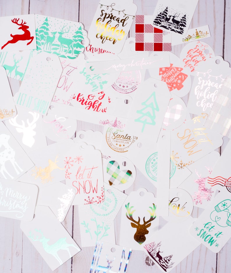 Foil Christmas Gift Tags Custom Foiled Holiday Tags Etsy