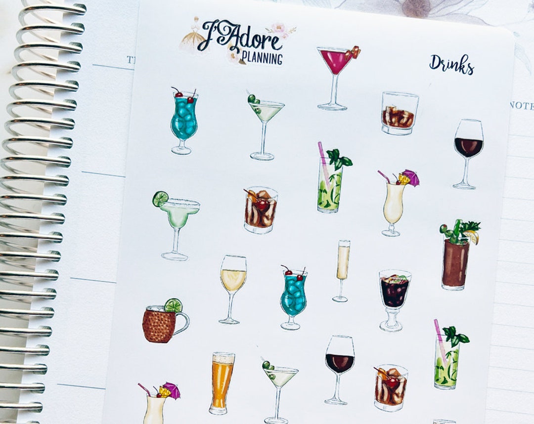 Cocktail &amp; Beer Planner Stickers: Drinks for Erin Condren, Happy Planner - Etsy