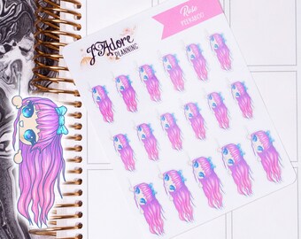 Kawaii Character Girl Peekaboo Planner Stickers for Erin Condren and Happy Planner