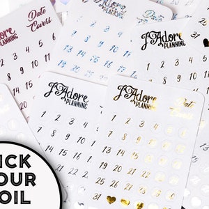 Foil Date Dots Planer Aufkleber, folierte klare Datumsaufkleber für Erin Condren und Happy Planner