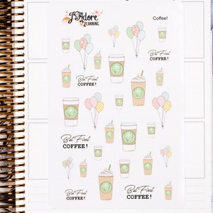Coffee Stickers, But First Coffee Planner Stickers for Erin Condren and Happy Planner