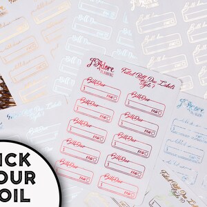 Foil Bill Due Aufkleber, folierte Planer Aufkleber Bill Due, Aufkleber für Erin Condren und Happy Planner