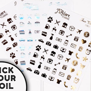 Stickers icônes, autocollants fonctionnels pour agenda d'icônes pour Erin Condren et Happy Planner