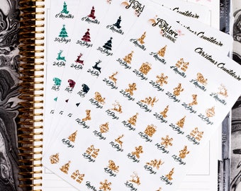 Christmas Countdown Stickers, Holiday Planner Stickers, Countdown to Christmas for Erin Condren and Happy Planner