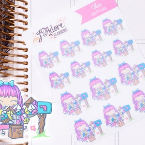 Kawaii Happy Mail Girl Stickers, Mailbox Character Planner Stickers for Erin Condren and Happy Planner
