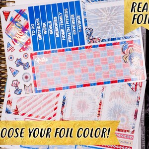 Kit de notes déjoué du 4 juillet pour Erin Condren, planificateur d'autocollants, agenda d'autocollants notes de la fête de l'indépendance