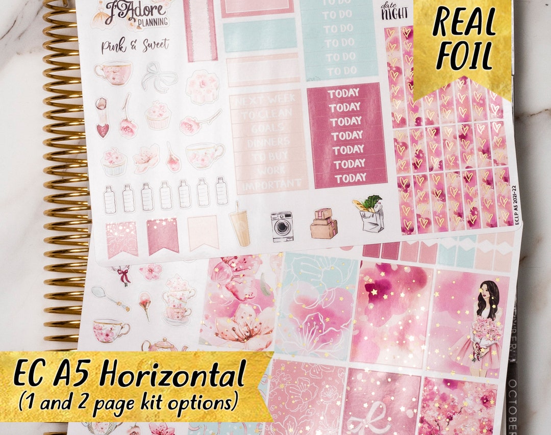 Foil A5 Horizontal Weekly Planner Sticker Kit for EC Erin Condren ...