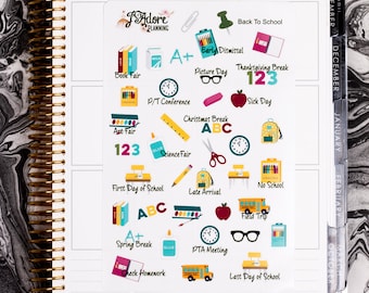 Adesivi per l'agenda genitori-insegnanti, Ritorno a scuola, Erin Condren, Happy Planner