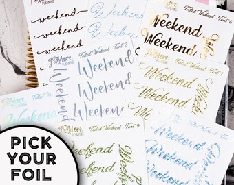 Foil Weekend Script Planner Stickers: Erin Condren, Happy Planner