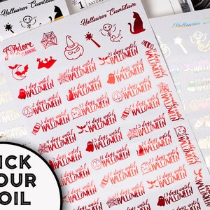 Foil Halloween Countdown Stickers, Decorative Planner Stickers, Halloween Countdown Stickers, Foiled Functional Stickers, Erin Condren
