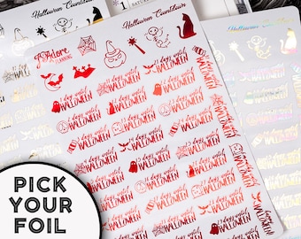 Foil Halloween Countdown Planner Stickers: Decorative Functional Stickers
