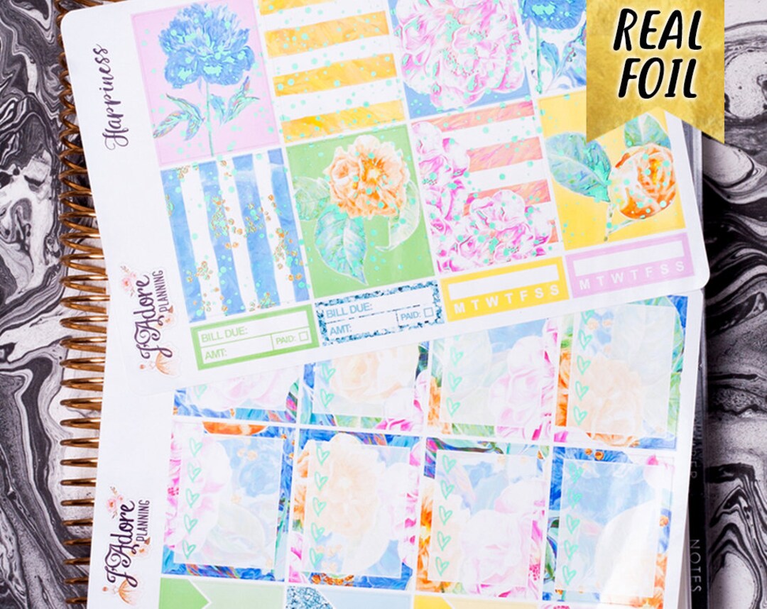 Foil Spring Planner Sticker Kit para EC Erin Condren, Foiled Love ...