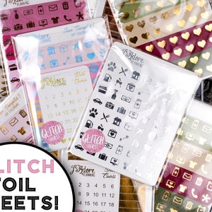GLITCH ! Foil Oops Glitch Taschen! Foiled Erin Condren Oops Planner Sticker KEINE COUPONS