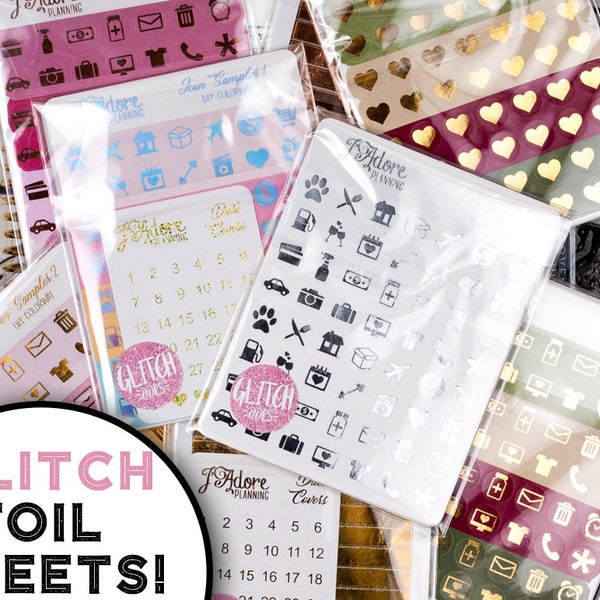 GLITCH ! Foil Oops Glitch Bags! Foiled Erin Condren Oops Planner stickers NO COUPONS