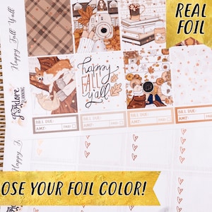 Foil Fall Planner Sticker Kit: Satin Copper, Vertical Weekly Layout