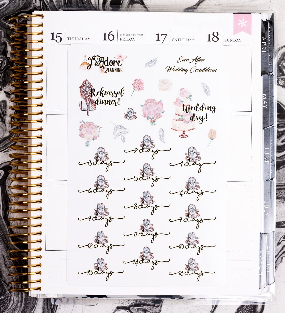 Wedding Countdown Planner Stickers for Erin Condren and Happy Planner ...