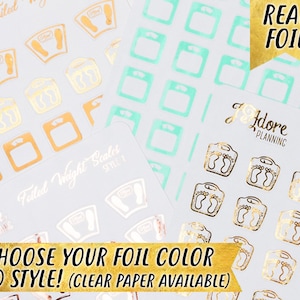Foil Scales Icons Planner Stickers, Weight Scale Planner Stickers, Foiled Icons Weight Stickers for Erin Condren and Happy Planner