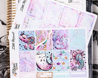 Foil Planner Sticker Kit for EC Erin Condren, Foiled Vertical Weekly Kit | Little Mermaid