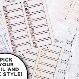 Foil Half Box Stickers, Foiled Appointment Stickers, Functional Planner Labels for Erin Condren and Happy Planner