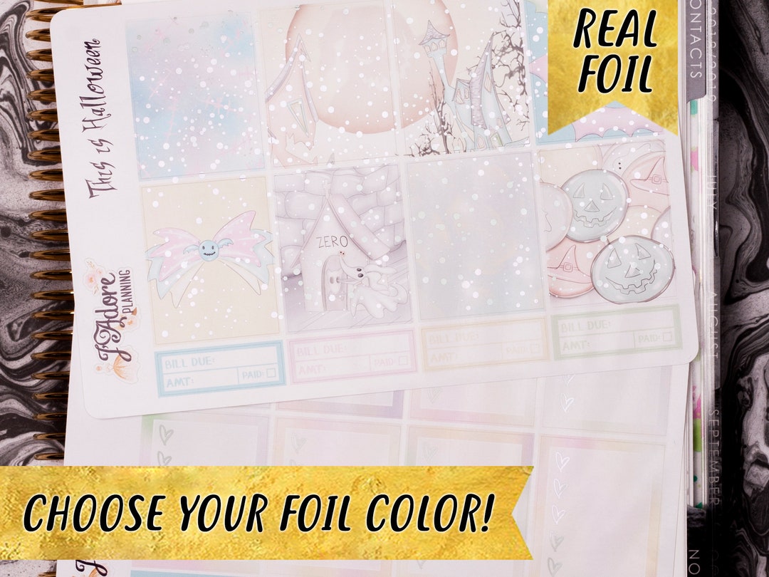 Foil Halloween Planner Sticker Kit for EC Erin Condren, Foiled Cute ...