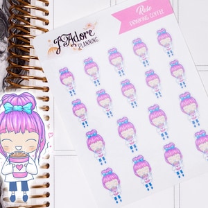 Kawaii Girl Coffee Stickers: Planner Stickers for Erin Condren