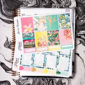 Lost In Paradise Goldfolie Planer Aufkleber Kit, folierte Planer Aufkleber, Weekly Kit, folierte vertikale Aufkleber Erin Condren 7 Bögen
