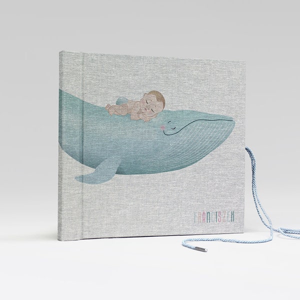 WHALE photo album | personalized baby's first year memory book with name a boy