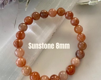 Sunstone 8mm Crystal Beaded Bracelets.