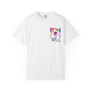 Beach Palm Trees T-shirt, Panama City Beach Watercolor Style Tee, Summer Vibes Shirt, Vacation Apparel, Coastal Graphic Top, Unisex Clothing image 2