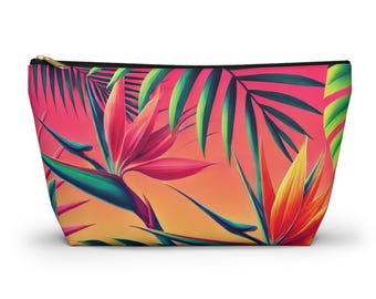 Tropical Sunset Floral Makeup Bag, Travel Organizer