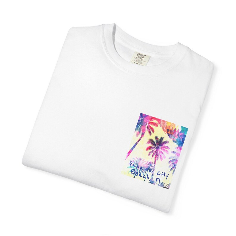 Beach Palm Trees T-shirt, Panama City Beach Watercolor Style Tee, Summer Vibes Shirt, Vacation Apparel, Coastal Graphic Top, Unisex Clothing image 3