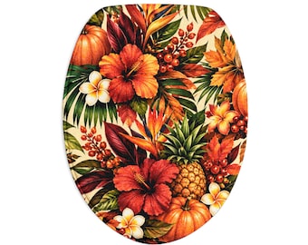 Tropical Fall Bathroom Set Hawaiian Autumn 3 Piece Bath Mat Set