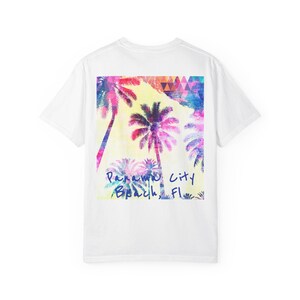 Beach Palm Trees T-shirt, Panama City Beach Watercolor Style Tee, Summer Vibes Shirt, Vacation Apparel, Coastal Graphic Top, Unisex Clothing image 1