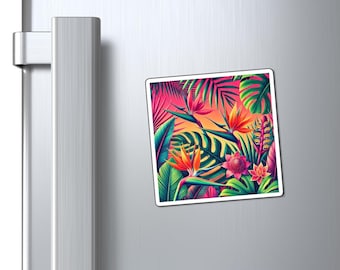 Tropical Paradise Floral Magnet Bright Hawaiian Jungle Design