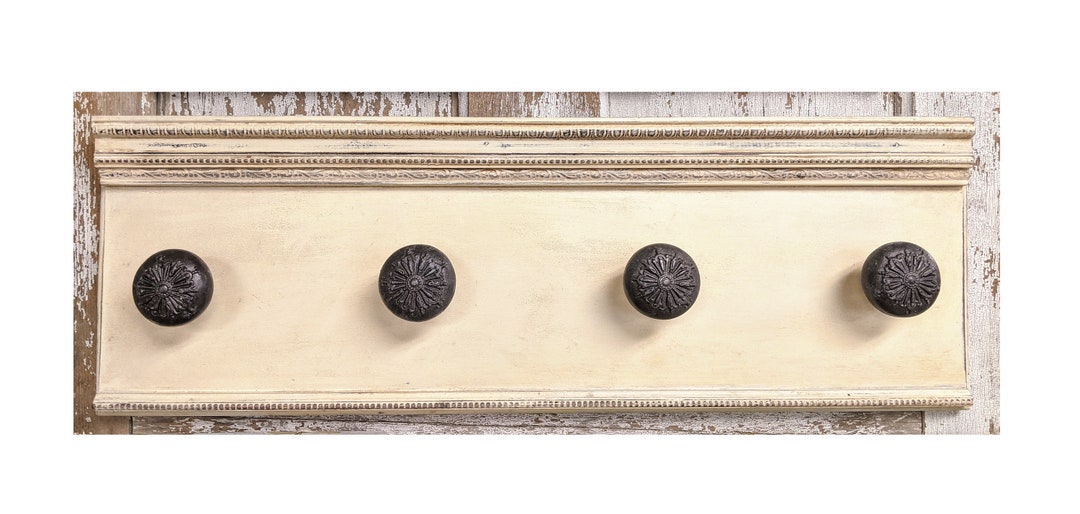 Custom Color Vintage Door Knob Coat Rack, Custom Color Antiquing Wax