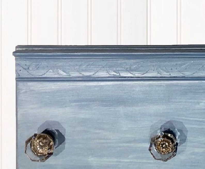 Vintage Blue Glass Door Knob Coat Rack, Custom Color W/ Pearl Whitewash