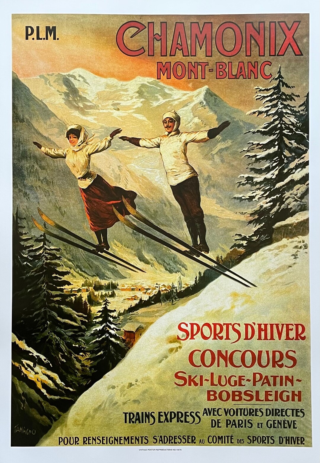Winter Sports in France Exhibition Poster Chamonix Mont Blanc Sports D