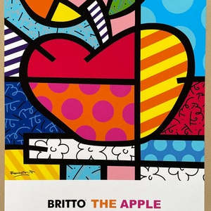 Romero Britto exhibition poster The Apple love fruit bar restaurant museum artist art print excellent condition pop art image 2