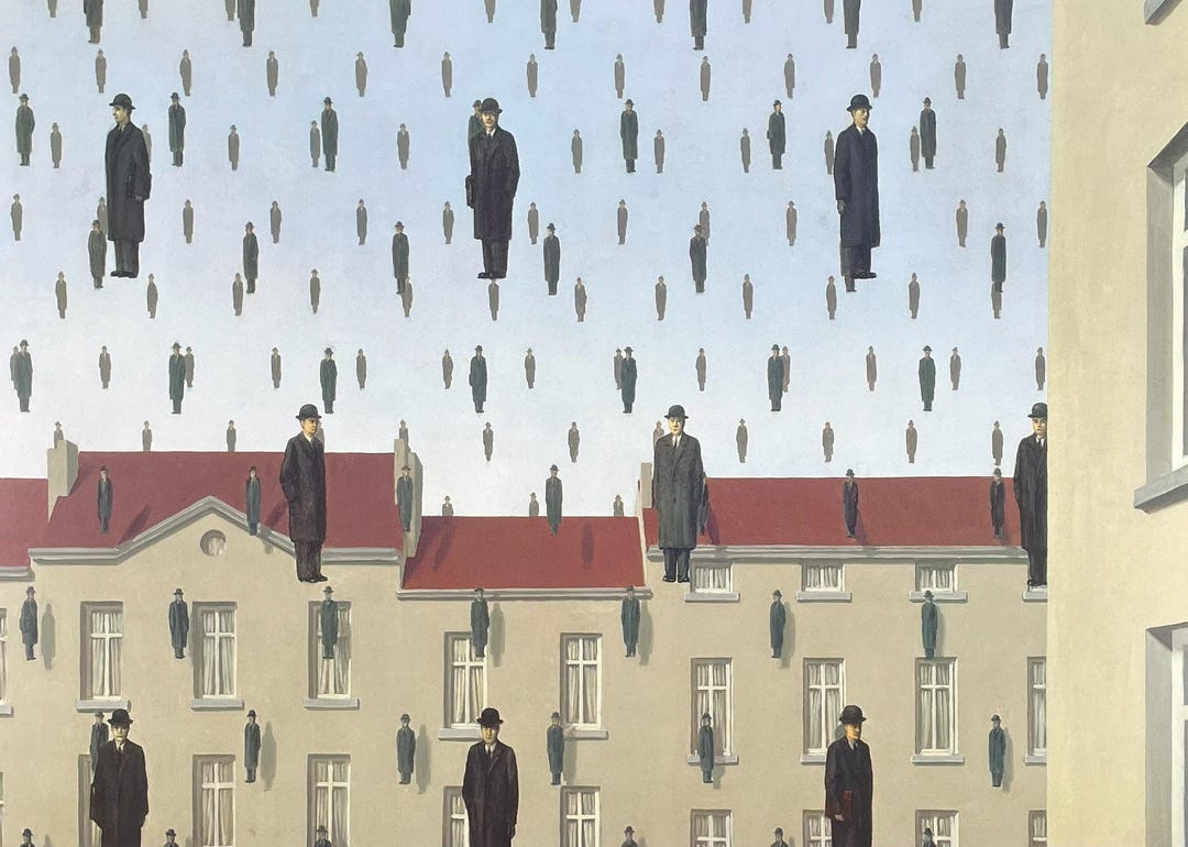 ルネ・マグリット展ポスター - ゴルコンド - 帽子をかぶった男 - 雨