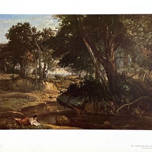 Cartel de la exposición de Jean-Baptiste Camille Corot - El bosque de Fontainebleau - Galería Nacional de Arte - Washington DC - Impresión artística - Años 70