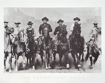 Affiche de l'exposition The Magnificent Seven - Western américain - Steve McQueen - photographie - lithographie offset - film hollywoodien - Célébrité
