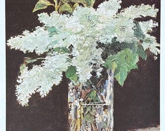Édouard Manet exhibition poster - White lilacs in a glass vase - museum artist - art print
