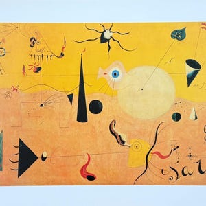 Joan Miro exhibition poster - Paysage Catalan (le chasseur) - museum artist - art print - surrealism - offset litho - 1999