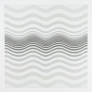Bridget Riley exhibition poster - Amnesia, 1964 - Op Art - black white - waves - offset lithograph - museum artist - art print