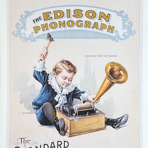 The Edison Phonograph exhibition poster - The Acme of Realism - music - advertisement - decorative art print - reproduction - offset litho