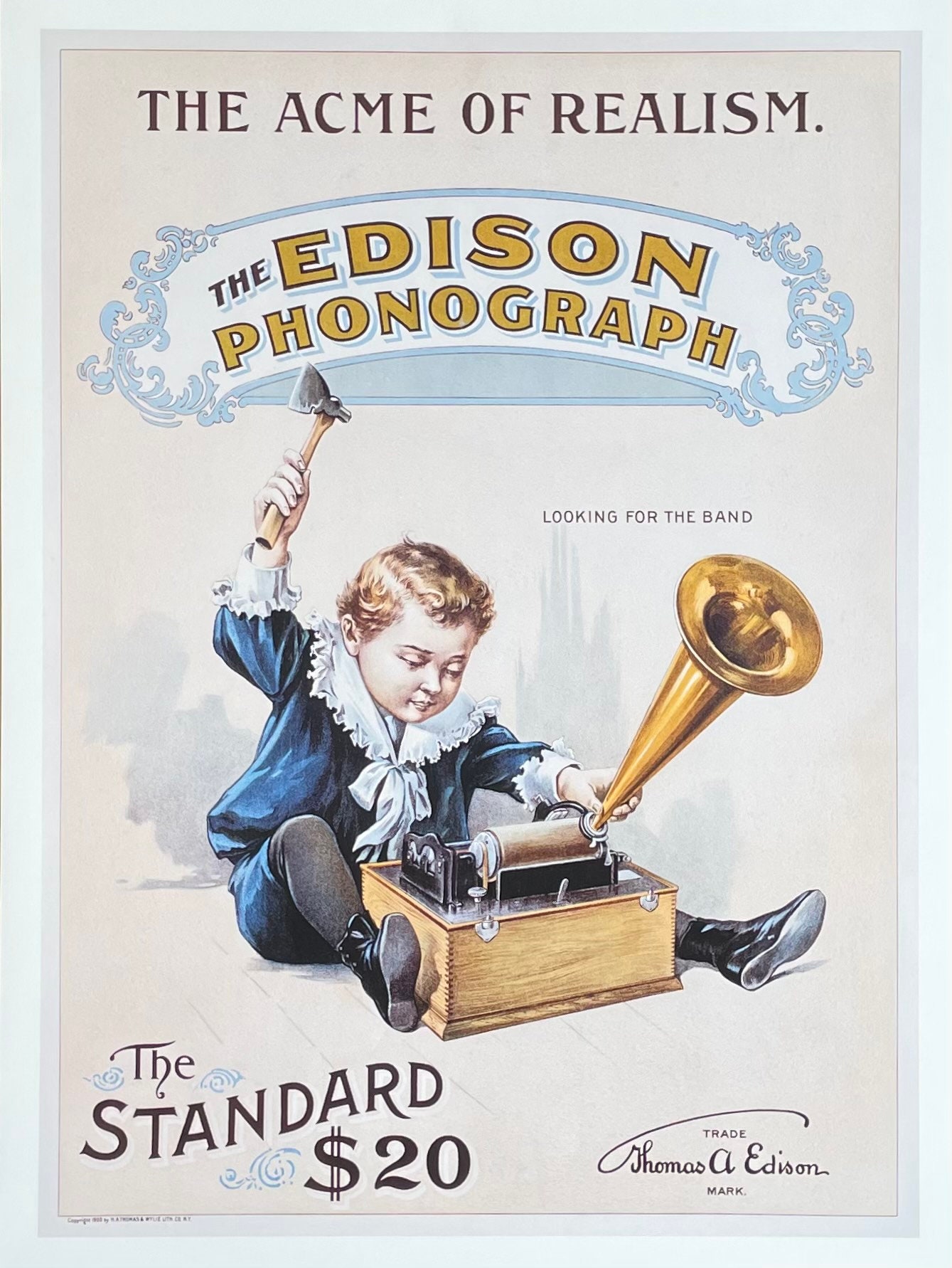 エジソン蓄音機展ポスター - リアリズムの頂点 - 音楽 - 広告 - 装飾
