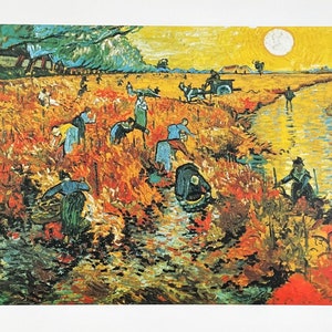 Vincent van Gogh exhibition poster - The red vineyard in Arles - France - museum artist - art print - offset lithograph - excellent