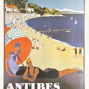 Antibes - Juan les Pins - La Cote d'Azur - Francia - Turismo francés - Viajes - Publicidad - Impresión artística - Cartel de exposición - Roger Broders