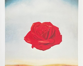 Salvador Dali exhibition poster - Meditative Rose - museum artist - art print - 2004