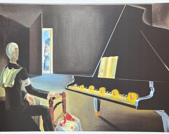 Salvador Dali exhibition poster - Partial Hallucination. Six Apparitions of Lenin on a Piano - museum artist - art print - surrealism - 2002